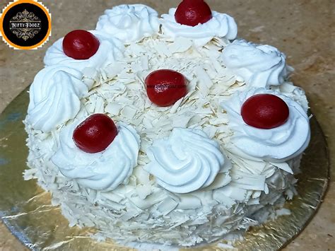 No Oven Eggless White Forest Cake .